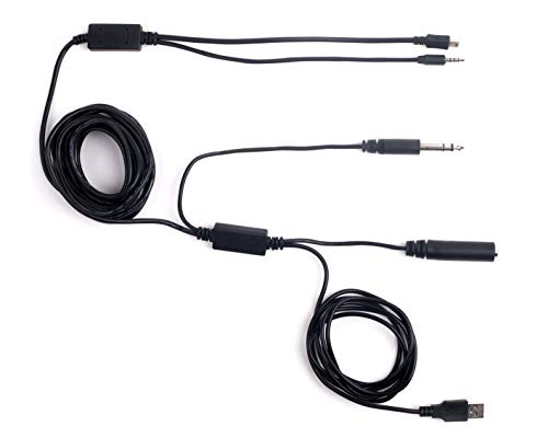 V2 18FT ATC Radio Audio Recording Cable with Dual Output for Gopro Phone Audio Recorder Extra Long 5meter Airplane Cockpit Intercom with USB Power HERO3 HERO3+ / HERO4, Needs Adapter For Newer Models
