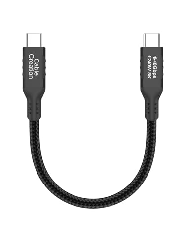 CableCreation 40Gbps USB 4 for Thunderbolt 5 Cable 0.5FT, 240W PD 3.1 Charging, up to 120Gbps Bandwidth for 8K Video, Braided USB C Data Cable for SSD, MacBook M4 Pro, iPhone17/16,Dock,Auto - color: 40G, size: 0.5FT-Straight