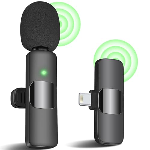 IIQ Wireless Lavalier Microphone for iPhone, Mini Professional Wireless Clip Mic, Tiny Lapel Mic for Video Interview, Podcast, Facebook, YouTube