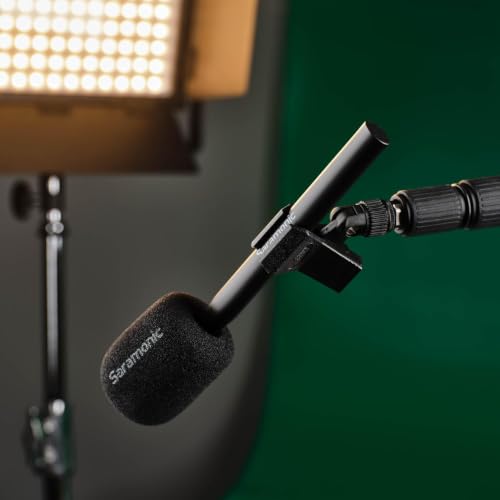 Saramonic Handheld Wireless Mic Stand with Pop Filter, Interview Microphone Adapter for Lavalier Wireless Mics, Compatible with Rode, DJI and All Lav Mic