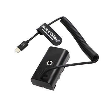 Alvin’s Cables USB-C Type-C PD to NP-F550 Dummy Battery Coiled Power Cable for Sony NP-F550| F770| F570| F970 Atomos Ninja V| Shinobi| Shogun 7 Monitor
