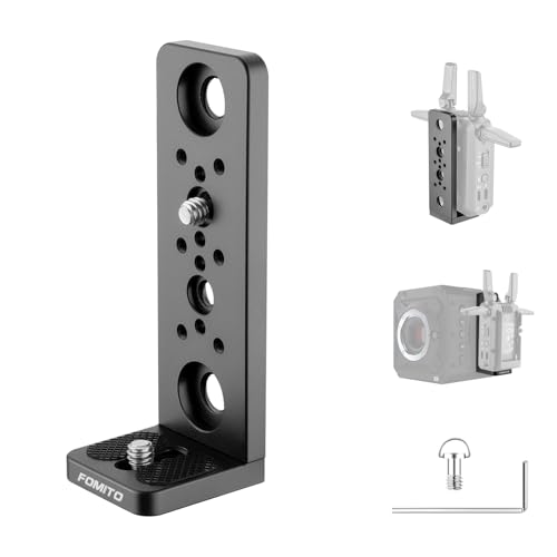 FOMITO L-Shape Camera Extension Bracket - Aluminum Alloy Rig Mount with 1/4" & 3/8" Screws for Z CAM, Wireless Transmitter, LED Light & Phone Holder | Adjustable Installation Direction L6