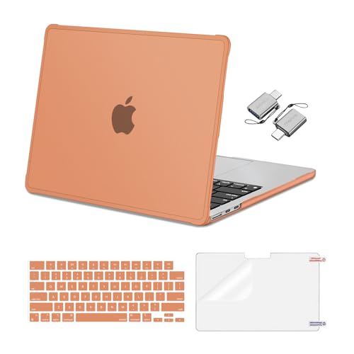 MOSISO Compatible with MacBook Air 13 inch Case M5 M4 M3 M2 2026-2022 A3449 A3240 A3113 A2681,Protective Hard Case&Keyboard Skin&Screen Film&Type C with TPU Bumper for MacBook Air 13.6, Cosmic Orange - color: Cosmic Orange