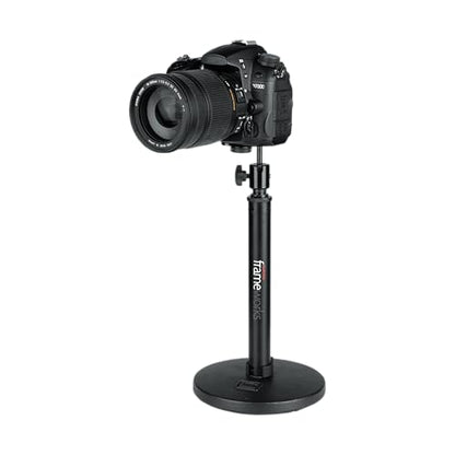 Gator Frameworks Camera Mount Mic Stand Adapter with Ball-and-Socket Head Fits Standard 1/4-20 Camera Threads (GFW-MIC-CAMERA-MT)
