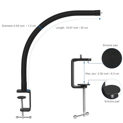 Webcam Stand for Desk,Camera Stand Desk Webcam Mount Clamp Clip,50cm Gooseneck Arm for Logitech Webcam C920/C920S/C920x/C922/C922x/C925e/C930/C930e/C615/C960/BRIO 4K/NexiGo N60/iPhone/Ring Light