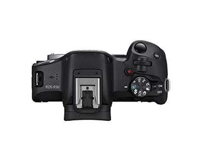 Canon EOS R50 Mirrorless Vlogging Camera (Body Only/Black), RF Mount, 24.2 MP, 4K Video, DIGIC X Image Processor, Subject Detection & Tracking, Compact, Smartphone Connection, Content Creator | 24.2MP Aps-C, Digic X, Dual Pixel Af Ii, 4k30p, Up to 15 Fps,