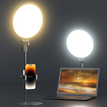 UBeesize 10.5in Laptop Ring Light with Stand and Phone Holder for Desk, Zoom Lighting for Computer, Video Recording, Streaming, Video Conference, Video Calls - style: Full-Screen Light