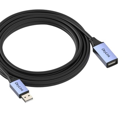 OkyLink Active USB 2.0 Extension Cable A to A, Male to Female 15ft(5M) | 480Mbps Signal booster cord, compatible with printer, mouse, keyboard, scanner, camera - size: 15ft (5m)