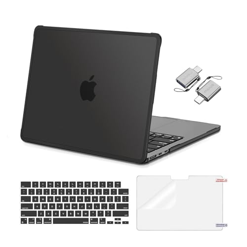 MOSISO Compatible with MacBook Air 13 inch Case M5 M4 M3 M2 2026-2022 A3449 A3240 A3113 A2681,Protective Hard Case&Keyboard Skin&Screen Film&Type C with TPU Bumper for MacBook Air 13.6, Black - color: Black