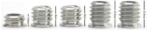 1/4" to 3/8" Convert Screw 5 Pack (3 Different Lengths Adapter Set) Desmond Camera Tripod Bushings