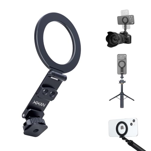 Magnetic Phone Tripod Mount Adapter with 1/4" Thread, Cold Shoe Phone Holder for Camera. Compatible with MagSafe for iPhone, 360° Rotatable, Foldable, Portable Design for Photography Video Vlog - style: Premium Magnetic