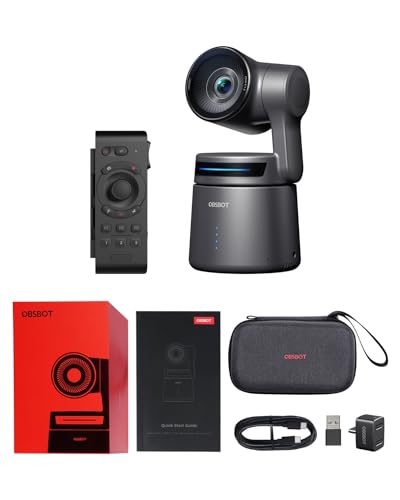 OBSBOT Tail Air & Smart Remote Combo, Streaming Camera with AI Tracking PTZ, Intelligent APP, Gesture Control, HDMI/USB-C/Wireless Webcam, Video Cameras for Filming, Worship, Content Creator, etc. - size: Tail Air+Remote