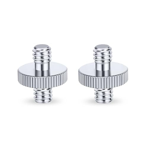 1/4" Male to 1/4" Male Threaded Tripod Screw Adapter, Double Head Stud Mounting Thread Converter for Camera, Monitor, LED Light, Microphone, Shoulder Rig - 2 Packs