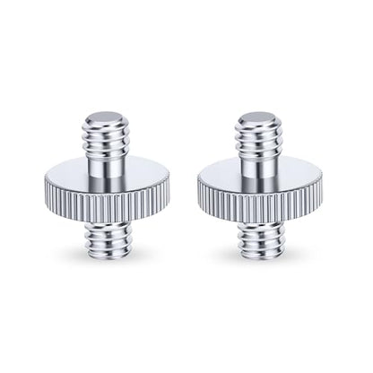 1/4" Male to 1/4" Male Threaded Tripod Screw Adapter, Double Head Stud Mounting Thread Converter for Camera, Monitor, LED Light, Microphone, Shoulder Rig - 2 Packs