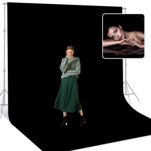 BEIYANG Black 10 x 20 Ft Large Photography Backdrop Screen, Black Non-Reflective Fabric Wrinkle Resistance Photo Background for Photoshoot, Zoom Meeting, Game Live Steaming - color: Black, size: 10x20ft
