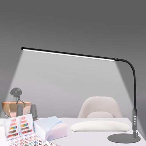 CGBE Led Desk Lamp: 360° Adjustable Nail Light for Desk with 3 Color Modes 5 Brightness, 23.6-Inch Nail Lamp for Desk for Salon Manicurist Tattoo Crafts Sewing Work Reading Game - Black - color: Black-Table