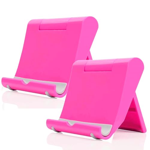 Cell Phone Stand for Desk 2 Pack Mobile Phone Holders Desktop Tablet Stand, Foldable Phone Dock Universal Adjustable Tablet Stand for Desk Compatible with Cell Phone Support (Pink 2 PCS) - color: Pink 2 PCS