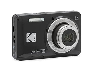 Kodak PIXPRO FZ55-BK 16MP CMOS Sensor Digital Camera 5X Optical Zoom 28mm Wide Angle 1080P Full HD Video 2.7" LCD Vlogging Camera (Black) | 16.35MP 1/2.3 CMOS, 5x Optical, 1080p at 30fps Video, 2.7 LCD, SD and SDHC and SDXC, Li-Ion Battery - color: Black