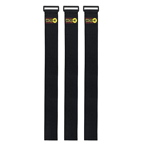Super-Stretch Wrap-It Storage Straps, 40-in x 2-in (3-Pack) - Elastic Hook and Loop Cinch Straps - Pool Hose and Cable Straps, Garage and RV Storage Accessories - color: Black, size: 40" (3 Pack)