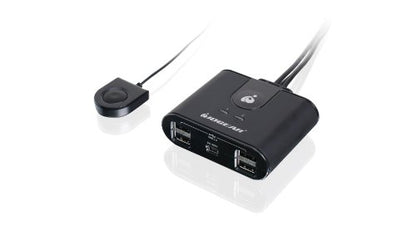 IOGEAR USB 2.0 2x4 Peripheral Switching Hub - 2 PC Share To 4 USB Devices - Up To 480Mbps - Mobile Devices Charging - Mouse/Keyboard - Printer - Scanner - EX HD - LED Indicators w/Remote - GUS402 - size: 2x4, style: USB 2.0