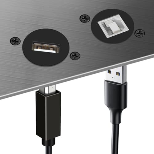 2PCS Panel Mount USB B to USB A Connector for Printer, Threaded Fixed Female USB 2.0 Scanner Converter Adapter for HP, Canon, Dell, Epson, Lexmark, Xerox and More