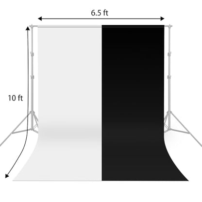 UTEBIT 6.5x10ft Black White Backdrop Screen, High Density Polyester Fabric | Pure Black White Photo Backdrop Curtain Screen with 4 Spring Clamps for Photography Photoshoot Portrait Party Video Studio - size: 6.5*10FT