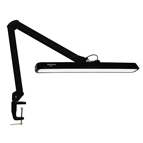 LED Architect Desk Lamp with Clamp, Metal Swing Arm 2000 Lumens Dimming Office Table Lamp for Task Work Drafting Reading Desktop, 234 LEDs,24W,5 Color Temperatures Workbench Lamp(Black, 24CCT) - color: Black, size: CCT