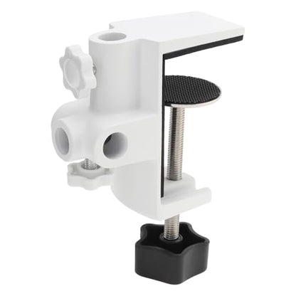 RTNLIT Desk Lamp Clamp, 1/2 inches 4 Hole Metal Table Mounting Clamp, Universal C Clamp for Magnifying Light/Microphone/Boom Scissor Arm, Fits up to 2-1/2 inches Desktop Thickness(White) - color: White