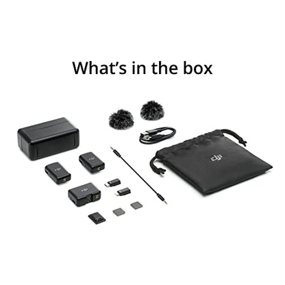 DJI Mic (2 TX + 1 RX + Charging Case), Wireless Lavalier Microphone, 250m (820 ft.) Range, 15-Hour Battery, Noise Cancellation Wireless Microphone for PC, iPhone, Record Interview, YouTube, Black | Dual Transmitters Plus 1 Receiver, Up to 250 M Line-of-Si