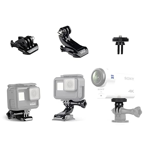 HSU Basic Adapter Grab Bag for GoPro - 13pcs Kit Including Quick Release Buckle, J-Hook Buckle, 3-Way Pivot Arms, Tripod Mount, Curved Extension Arm and Thumbscrews