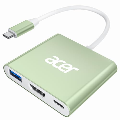 Acer USB C to HDMI Adapter, 4K USB C Hub with 100W PD for Laptop/Monitor/TV | HDMI to USBC Multiport Digital AV Converter, USBA 3.0 Port Compatible with MacBook Neo/Pro/Air, iPad, Acer Swift Go (Green) - color: Green