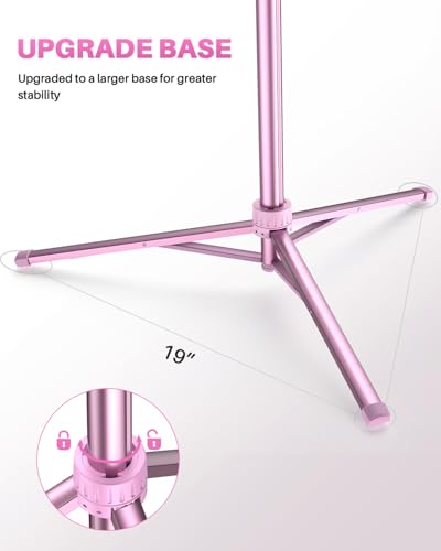67" Phone Tripod, MIIASI Extendable Tripod for iPhone, Selfie Stick with Remote and Phone Holder, Compatible with iPhone/Android/Camera, Light Stand - color: Pink