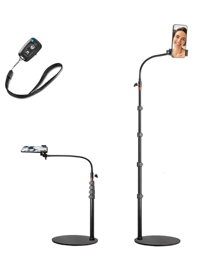 Cell Phone Stand, Phone Floor Stand, Swivel Cell Phone Mount with Height Adjustable Stand, Heavy Stable Base, Compatible with iPhone 16, iPhone 16 Pro Max, iPhone 16 Plus,15, 14, 13, 12 - color: Side Column Stand