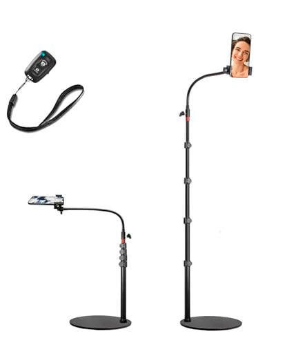Cell Phone Stand, Phone Floor Stand, Swivel Cell Phone Mount with Height Adjustable Stand, Heavy Stable Base, Compatible with iPhone 16, iPhone 16 Pro Max, iPhone 16 Plus,15, 14, 13, 12 - color: Side Column Stand