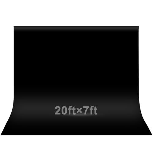 EMART 20x7ft Black Backdrop for Photoshoot, High Density Polyester Fabric Pure Backdrop Curtain, Black Photography Backdrop for Portrait Photoshoot, Video Recording - size: 20x7ft