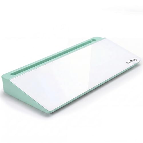 Chalkola Green Glass Desktop Whiteboard with Storage - Dry Erase Board, Work Desk Organizers, Computer Keyboard Stand, Home Office Desk Accessories, Workspace Desktop Buddy - color: Green