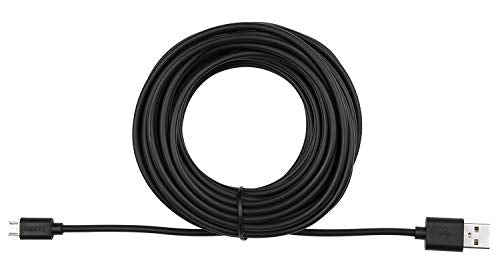 Smays 25 ft Micro USB Cable Replacement for Wyze Cam, Nest Camera - Extra Long Extension Power Cord (Black) - color: Black