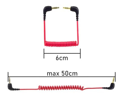 for DJI Mic Camera Audio Cable 3.5mm TRS, for DJI Mic 2 / Rode Wireless GO II/ME/PRO Microphone Dual 3.5mm TRS Male Coiled Right Angle Audio Cord Adapter
