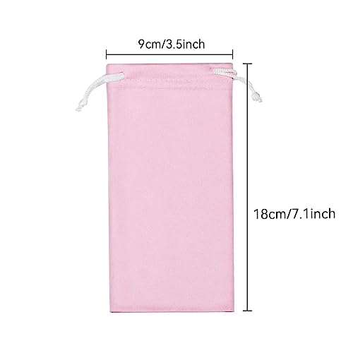 6pcs Eyeglasses Sunglasses Microfiber Pouch Bag, Cell Phone Storage Pouch 7.1" x 3.5" - color: Pink