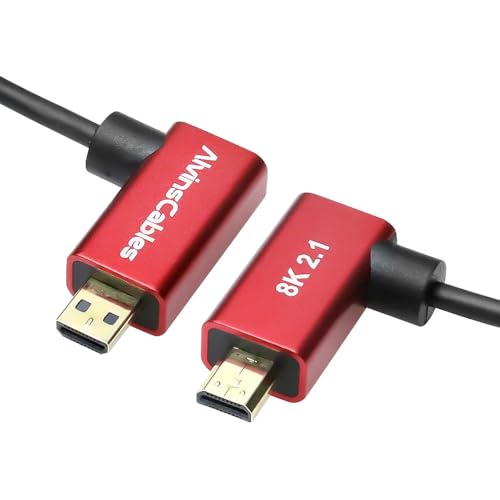 Alvin's Cables 8K 2.1 Ultra-Thin Left Angle Micro HDMI to HDMI Coiled Cable for Atomos Ninja V, 8K@60Hz 4K@120Hz High-Speed HDMI Cable for Sony A7RIII A7II A7M3, for Canon R5 M6 - size: 2.6ft, style: Left Angle micro HDMI Coiled