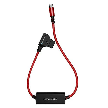 KONDOR BLUE | 16 Inch D-Tap to USB-C PD Power Delivery Cable, 2-Way | 65W Fast Charge, 5V 9V 12V PD, Smart D-Tap Reverse Polarity Protection for Mirrorless Cameras and Camera Rigs | Red - color: Red