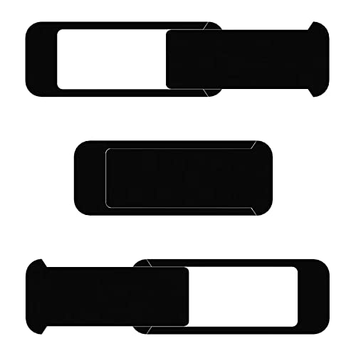 Laptop Camera Cover Slide, Computer Camera Cover Slide Large Size Webcam Cover Slide for MacBook Pro Cute Pattern Design Protecting Privacy Security Ultrathin 3 Pack for Laptop Desktop PC (Black) - color: Oversized - Black -3 Packs