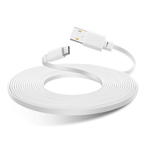30ft USB C Power Extension Cable Compatible with WYZE Duo Cam Pan 2025-9m Long Flat Charging Cord for CCTV & Petcube Cam Indoor/Cam 3/S330 Security Camera, White