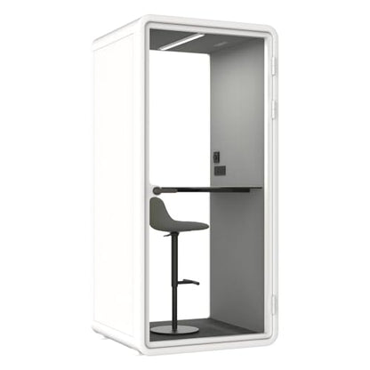 Quiet Meeting Pod with Acoustic Panels, Office Soundproof Room with Furniture, Portable Removable Working Booth for Private Phone Calling, Study, Individual Seater Personal Office H92in W43in D40in - color: Grey S