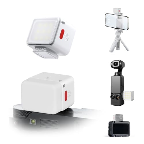 ULANZI DG01 Mini Cube Phone Light Portable LED Camera Light for DJI OSMO Pocket 3 Action Camera Sony zv-e 10 Canon r550,Support Magnetic Attraction & Type-C Charging for ULANZI JJ02 Tripod(White) - color: White