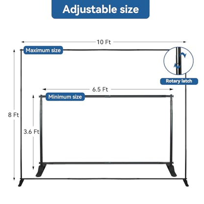 QKA10x8 FT(WxH) Heavy Duty Backdrop Banner Stand with Adjustable Telescopic Tube,Step and Repeat Stand for Parties, Photo Booths, Exhibit Events (Carrying Bag Included) - size: 10x8ft