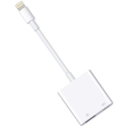 Lightning to USB3 Camera Adapter with Charging Port, Lightning Female USB OTG Cable Adapter for Select iPhone,iPad Models Support Connect Camera, Card Reader, USB Flash Drive, MIDI Keyboard (WHITE) - color: USB+Charging
