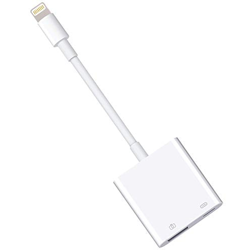 Lightning to USB3 Camera Adapter with Charging Port, Lightning Female USB OTG Cable Adapter for Select iPhone,iPad Models Support Connect Camera, Card Reader, USB Flash Drive, MIDI Keyboard (WHITE) - color: USB+Charging