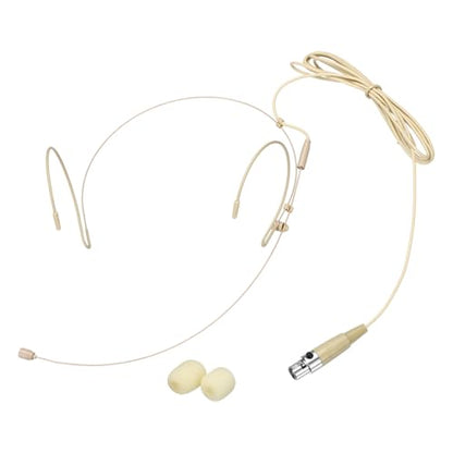 MECCANIXITY Ear Hook Headset Microphone, Double Over Ear Set Hanging Omnidirectional Wired Audio Condenser Microphone Headset with Mini XLR 3 Pin TA3F Plug 3.9ft Cable, Beige - color: Beige, style: Mini XLR 3 Pin TA3F Plug