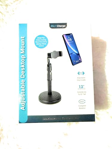 Desktop Phone Mount, 13 Inch Adjustable Stand with 360° Rotation, Phone Holder for Video Chatting and Work from Home